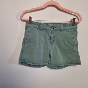 American Eagle Green Midi Casual Chino Twill Shorts Size 0